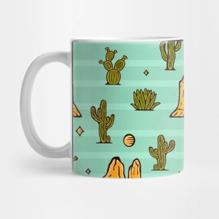 Western Cowboy Cactus Mountains Boho Retro Pattern Mug